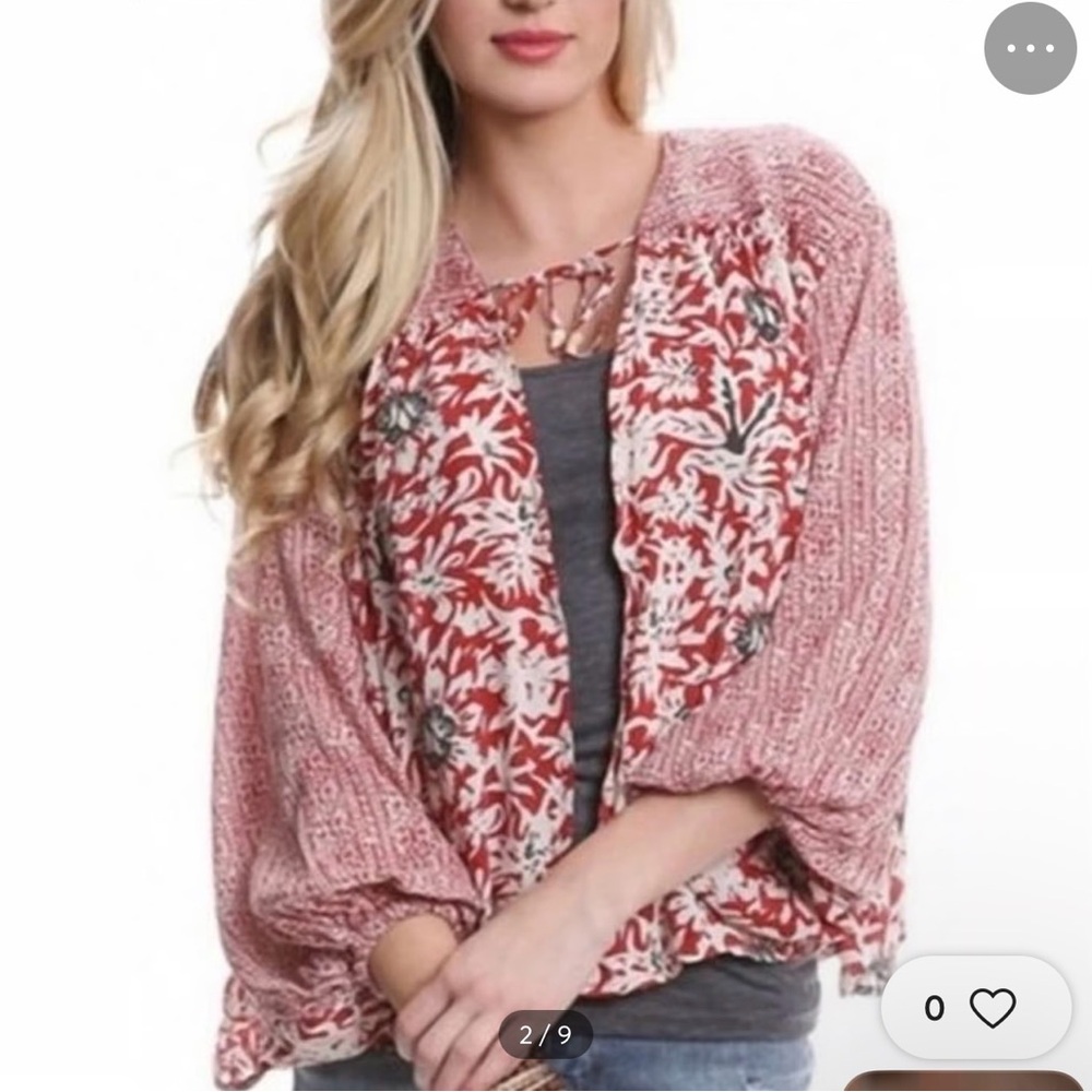 Free people kimono style Red Floral Women's Cardigan